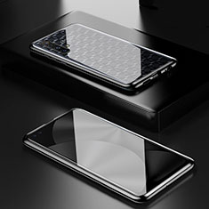 Realme X50 5G用ケース 高級感 手触り良い アルミメタル 製の金属製 360度 フルカバーバンパー 鏡面 カバー M01 Realme ブラック