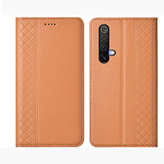 Realme X50 5G用手帳型 レザーケース スタンド カバー Realme オレンジ