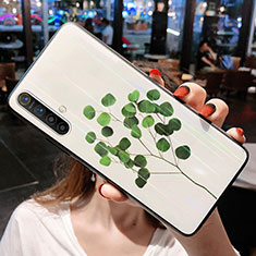 Realme X50 5G用ハイブリットバンパーケース プラスチック 鏡面 花 カバー Realme グリーン