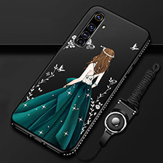 Realme X50 Pro 5G用シリコンケース ソフトタッチラバー バタフライ ドレスガール ドレス少女 カバー Realme グリーン