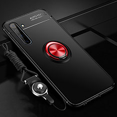 Realme X50 Pro 5G用極薄ソフトケース シリコンケース 耐衝撃 全面保護 アンド指輪 マグネット式 バンパー A01 Realme レッド・ブラック