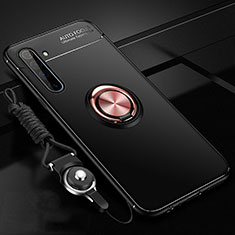 Realme X50 Pro 5G用極薄ソフトケース シリコンケース 耐衝撃 全面保護 アンド指輪 マグネット式 バンパー A01 Realme ゴールド・ブラック