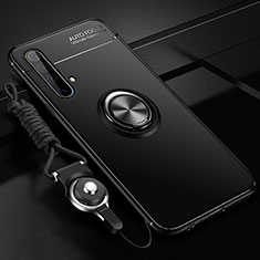 Realme X50m 5G用極薄ソフトケース シリコンケース 耐衝撃 全面保護 アンド指輪 マグネット式 バンパー Realme ブラック