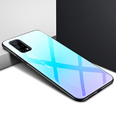 Realme X7 5G用ハイブリットバンパーケース プラスチック 鏡面 カバー Realme ライトブルー