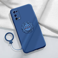 Realme X7 5G用極薄ソフトケース シリコンケース 耐衝撃 全面保護 アンド指輪 マグネット式 バンパー Realme ネイビー