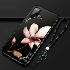 Realme X7 5G用シリコンケース ソフトタッチラバー 花 カバー S01 Realme ブラウン