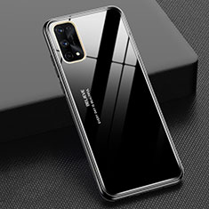 Realme X7 5G用ハイブリットバンパーケース プラスチック 鏡面 虹 グラデーション 勾配色 カバー Realme ブラック