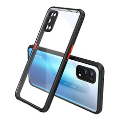 Realme X7 5G用ハイブリットバンパーケース クリア透明 プラスチック 鏡面 カバー Realme ブラック