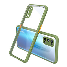 Realme X7 5G用ハイブリットバンパーケース クリア透明 プラスチック 鏡面 カバー Realme グリーン