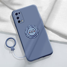 Realme X7 Pro 5G用極薄ソフトケース シリコンケース 耐衝撃 全面保護 アンド指輪 マグネット式 バンパー Realme ラベンダーグレー