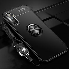 Realme XT用極薄ソフトケース シリコンケース 耐衝撃 全面保護 アンド指輪 マグネット式 バンパー A01 Realme ブラック