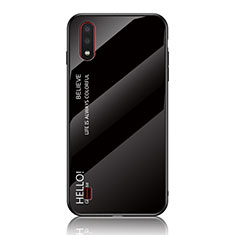 Samsung Galaxy A01 SM-A015用ハイブリットバンパーケース プラスチック 鏡面 虹 グラデーション 勾配色 カバー M01 サムスン ブラック