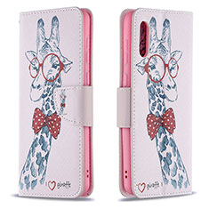 Samsung Galaxy A02用手帳型 レザーケース スタンド パターン カバー B01F サムスン ピンク