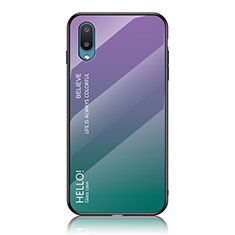 Samsung Galaxy A02用ハイブリットバンパーケース プラスチック 鏡面 虹 グラデーション 勾配色 カバー LS1 サムスン マルチカラー