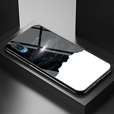 Samsung Galaxy A02用ハイブリットバンパーケース プラスチック パターン 鏡面 カバー LS1 サムスン ブラック