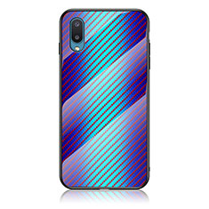 Samsung Galaxy A02用ハイブリットバンパーケース プラスチック 鏡面 虹 グラデーション 勾配色 カバー LS2 サムスン ネイビー
