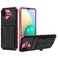 Samsung Galaxy A02用ハイブリットバンパーケース スタンド プラスチック 兼シリコーン カバー YF1 サムスン ピンク