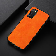 Samsung Galaxy A02s用ケース 高級感 手触り良いレザー柄 B06H サムスン オレンジ