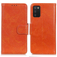 Samsung Galaxy A02s用手帳型 レザーケース スタンド カバー N05P サムスン オレンジ