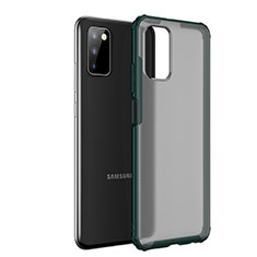 Samsung Galaxy A02s用ハイブリットバンパーケース クリア透明 プラスチック カバー サムスン グリーン
