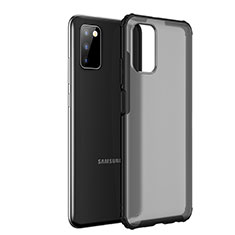 Samsung Galaxy A02s用ハイブリットバンパーケース クリア透明 プラスチック カバー サムスン ブラック