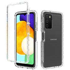 Samsung Galaxy A02s用前面と背面 360度 フルカバー 極薄ソフトケース シリコンケース 耐衝撃 全面保護 バンパー 勾配色 透明 サムスン クリア