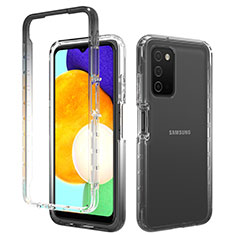 Samsung Galaxy A02s用前面と背面 360度 フルカバー 極薄ソフトケース シリコンケース 耐衝撃 全面保護 バンパー 勾配色 透明 サムスン ダークグレー
