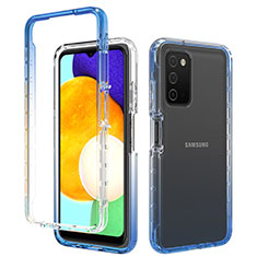 Samsung Galaxy A02s用前面と背面 360度 フルカバー 極薄ソフトケース シリコンケース 耐衝撃 全面保護 バンパー 勾配色 透明 サムスン ネイビー