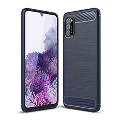 Samsung Galaxy A02s用シリコンケース ソフトタッチラバー ライン カバー サムスン ネイビー