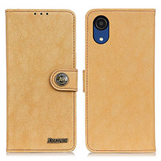 Samsung Galaxy A03 Core用手帳型 レザーケース スタンド カバー A01D サムスン ゴールド