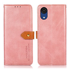 Samsung Galaxy A03 Core用手帳型 レザーケース スタンド カバー N07P サムスン ピンク