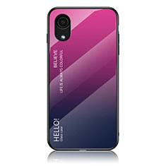 Samsung Galaxy A03 Core用ハイブリットバンパーケース プラスチック 鏡面 虹 グラデーション 勾配色 カバー LS1 サムスン ローズレッド