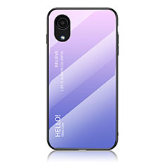 Samsung Galaxy A03 Core用ハイブリットバンパーケース プラスチック 鏡面 虹 グラデーション 勾配色 カバー LS1 サムスン ラベンダー