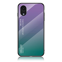 Samsung Galaxy A03 Core用ハイブリットバンパーケース プラスチック 鏡面 虹 グラデーション 勾配色 カバー LS1 サムスン マルチカラー