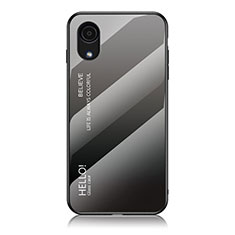 Samsung Galaxy A03 Core用ハイブリットバンパーケース プラスチック 鏡面 虹 グラデーション 勾配色 カバー LS1 サムスン ダークグレー