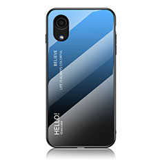 Samsung Galaxy A03 Core用ハイブリットバンパーケース プラスチック 鏡面 虹 グラデーション 勾配色 カバー LS1 サムスン ネイビー
