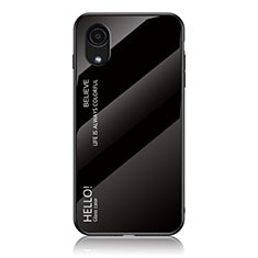 Samsung Galaxy A03 Core用ハイブリットバンパーケース プラスチック 鏡面 虹 グラデーション 勾配色 カバー LS1 サムスン ブラック