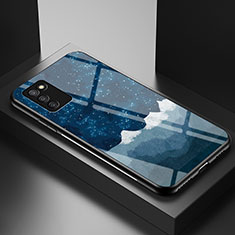 Samsung Galaxy A03s用ハイブリットバンパーケース プラスチック パターン 鏡面 カバー LS1 サムスン ネイビー