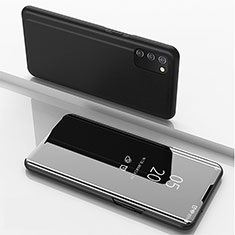Samsung Galaxy A03s用手帳型 レザーケース スタンド 鏡面 カバー サムスン ブラック