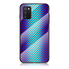 Samsung Galaxy A03s用ハイブリットバンパーケース プラスチック 鏡面 虹 グラデーション 勾配色 カバー LS2 サムスン ネイビー