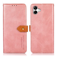 Samsung Galaxy A04E用手帳型 レザーケース スタンド カバー N07P サムスン ピンク