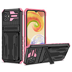 Samsung Galaxy A04E用ハイブリットバンパーケース スタンド プラスチック 兼シリコーン カバー YF1 サムスン ピンク
