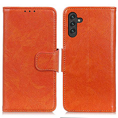Samsung Galaxy A04s用手帳型 レザーケース スタンド カバー N05P サムスン オレンジ