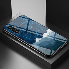 Samsung Galaxy A04s用ハイブリットバンパーケース プラスチック パターン 鏡面 カバー LS1 サムスン ネイビー