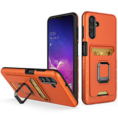 Samsung Galaxy A04s用ハイブリットバンパーケース プラスチック アンド指輪 マグネット式 J01S サムスン オレンジ
