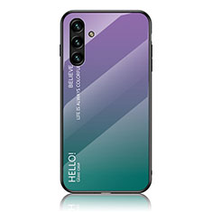 Samsung Galaxy A04s用ハイブリットバンパーケース プラスチック 鏡面 虹 グラデーション 勾配色 カバー LS1 サムスン マルチカラー