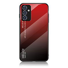 Samsung Galaxy A05s用ハイブリットバンパーケース プラスチック 鏡面 虹 グラデーション 勾配色 カバー LS1 サムスン レッド