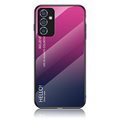 Samsung Galaxy A05s用ハイブリットバンパーケース プラスチック 鏡面 虹 グラデーション 勾配色 カバー LS1 サムスン ローズレッド