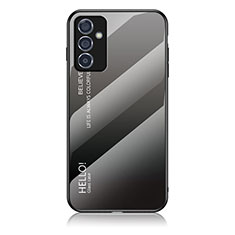 Samsung Galaxy A05s用ハイブリットバンパーケース プラスチック 鏡面 虹 グラデーション 勾配色 カバー LS1 サムスン ダークグレー