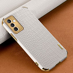 Samsung Galaxy A05s用ケース 高級感 手触り良いレザー柄 サムスン ホワイト